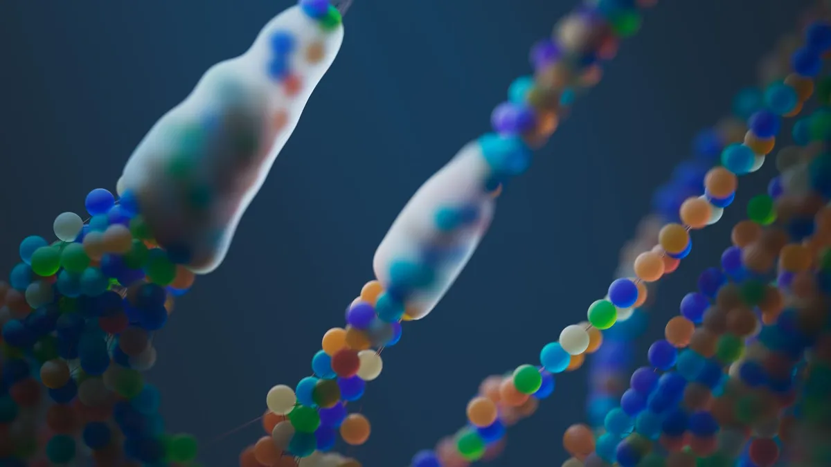 AI-driven molecular design interface with 3D molecular structures and optimization metrics