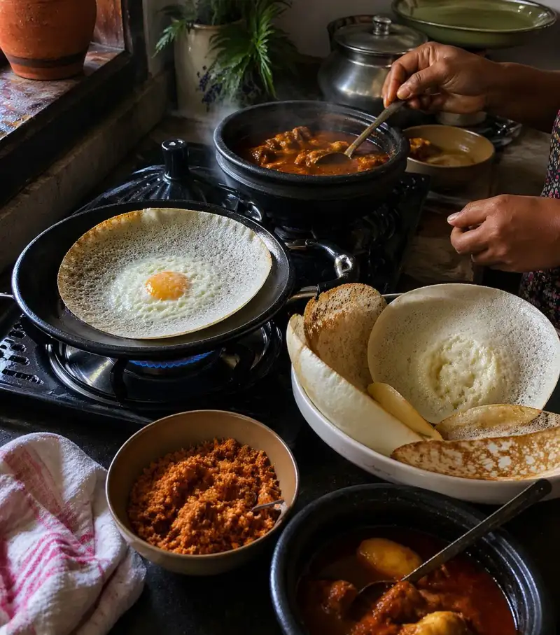 Appam being cooked in an appachatti