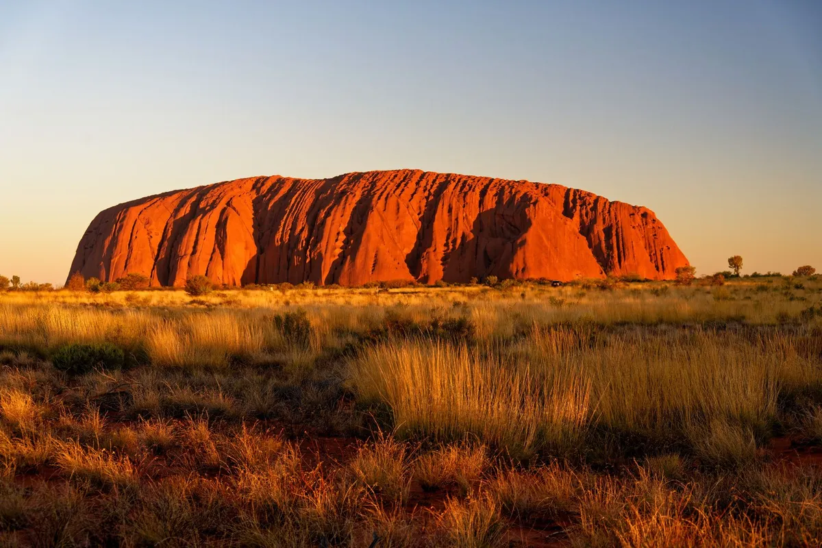 A breathtaking view of the Uluru at sunrise