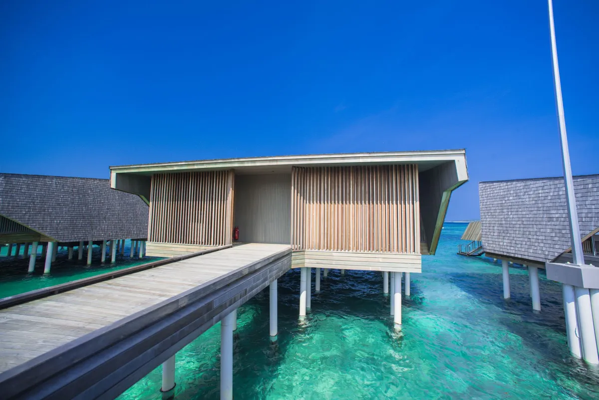 Modern interior of an overwater bungalow