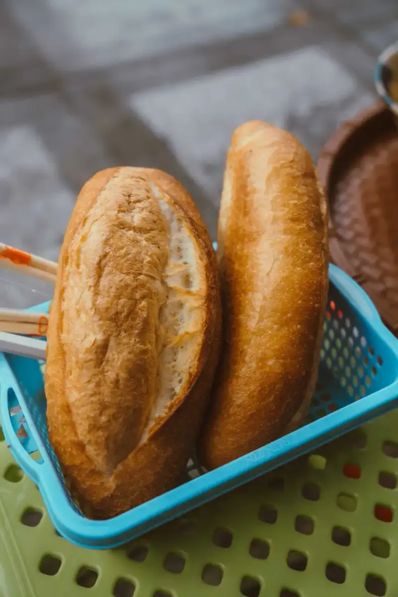 A perfectly baked Banh Mi baguette