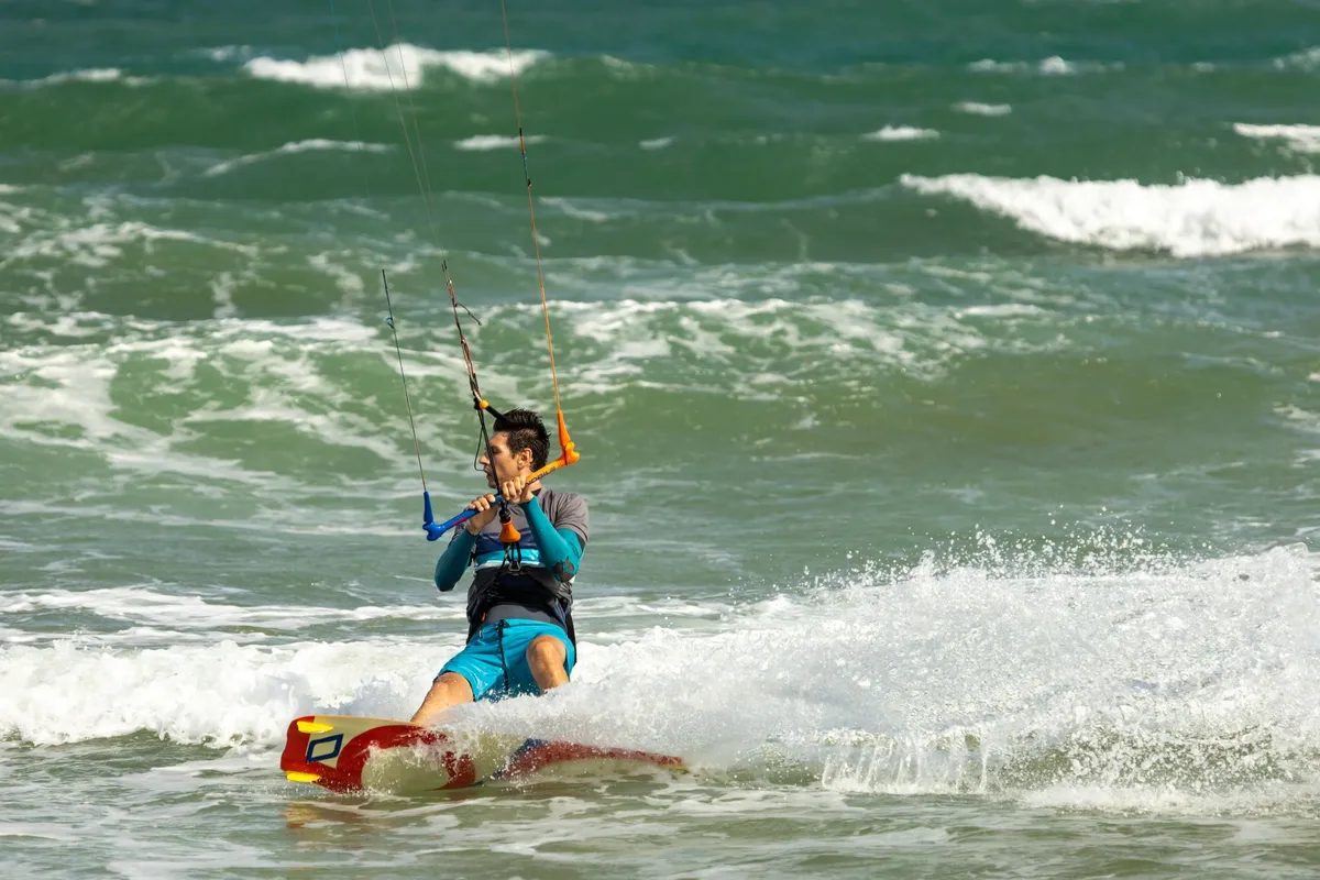 Kitesurfers riding the Muscat breeze