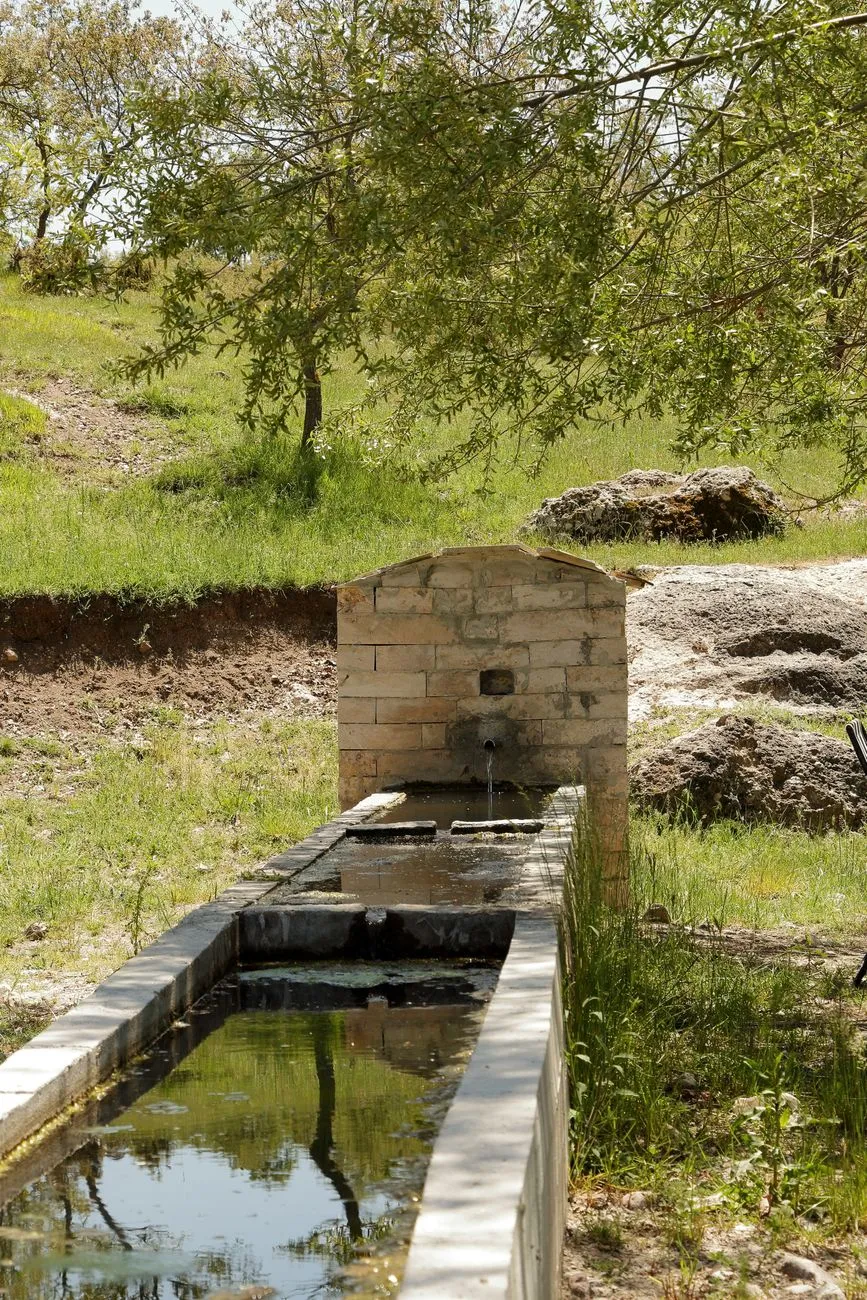 Ancient falaj irrigation in a mountain village