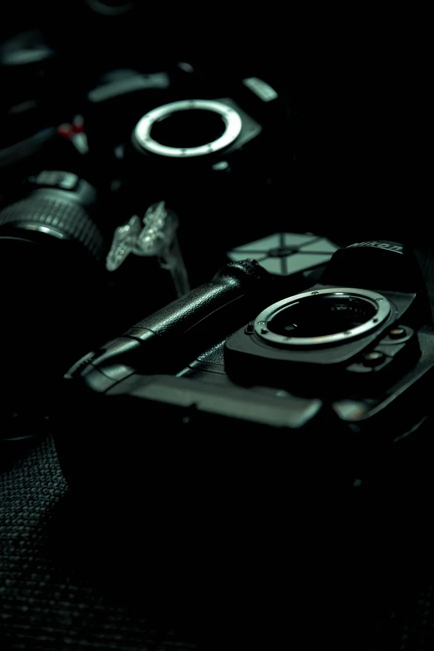 Camera gear on a rocky shore