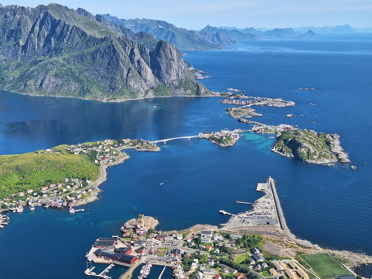 Panoramic view of Lofoten fjord