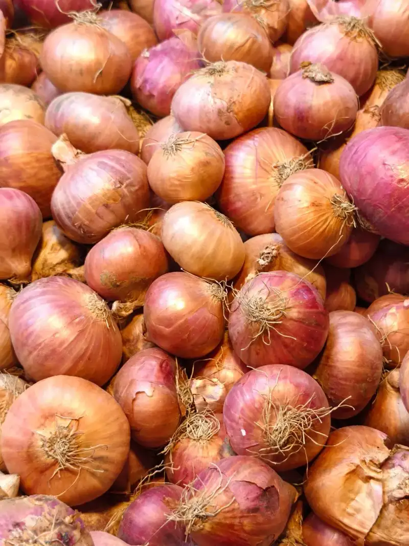 Onions being peeled
