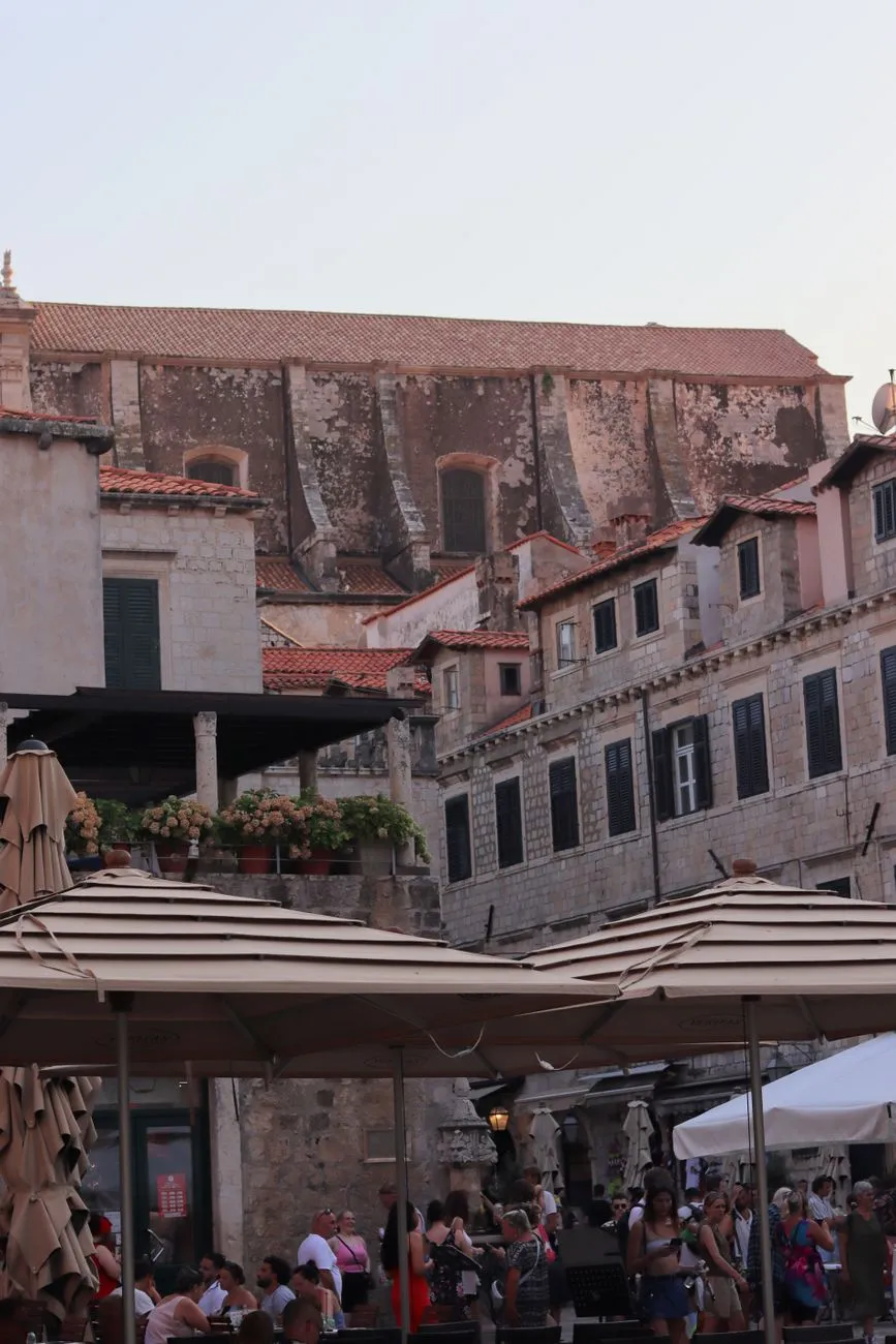 Stunning view of the orange-roofed city of Dubrovnik from the high fortress walls