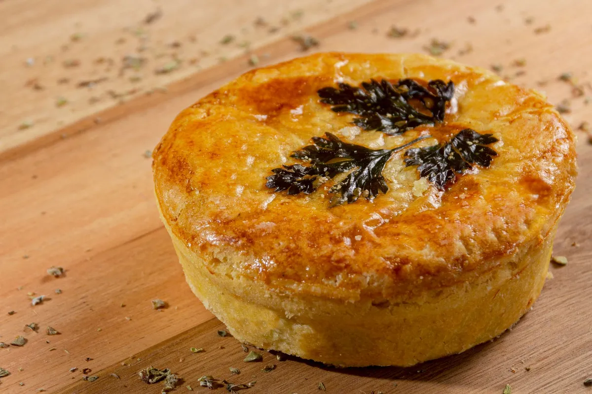 Golden baked vegetable pie straight from the oven