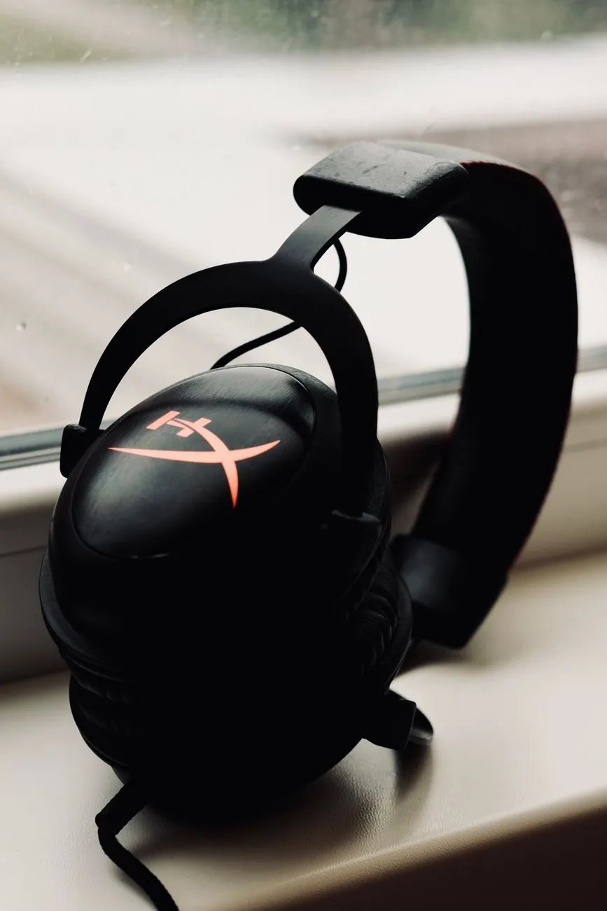 Modern noise cancelling headphones in a quiet library setting