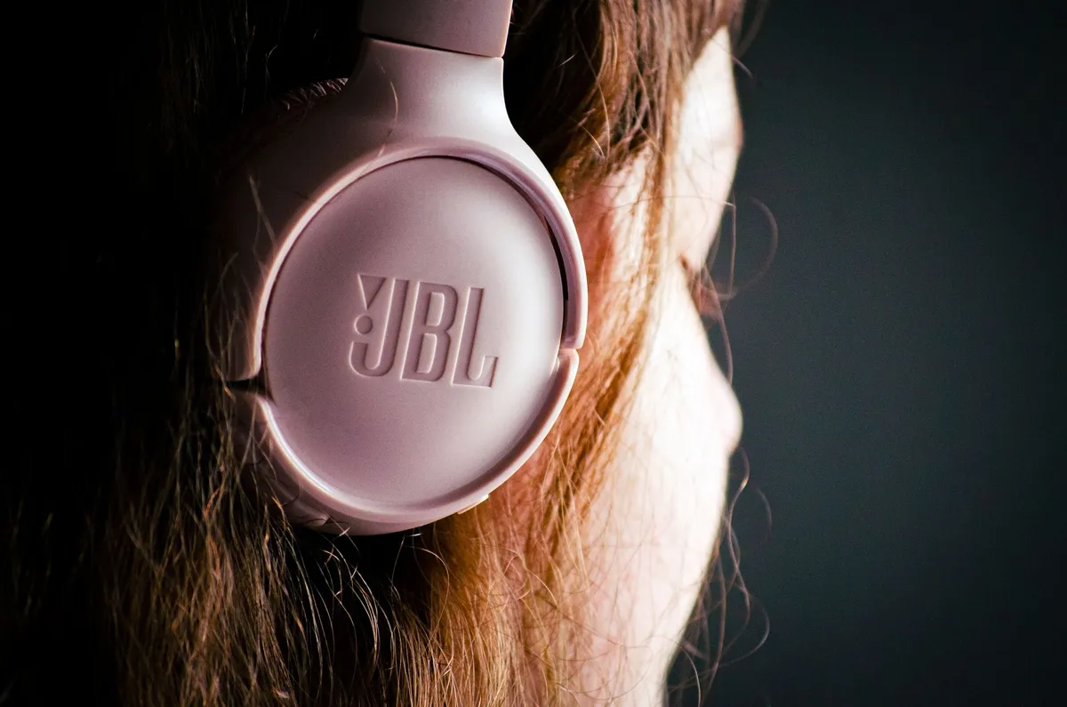 Close-up of noise cancelling headphones with sleek design