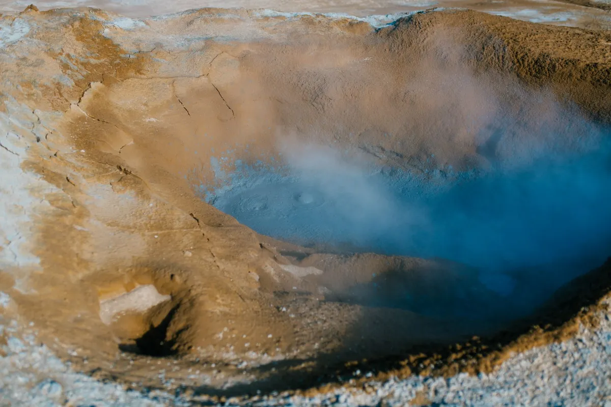 Aerial view of the Danakil Depression's colorful mineral deposits