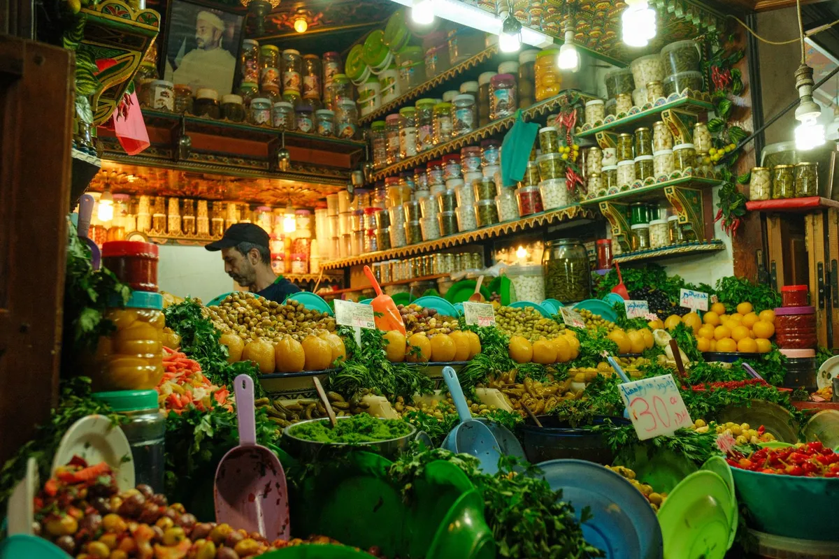 Preserved lemons piled in a Marrakech market jar