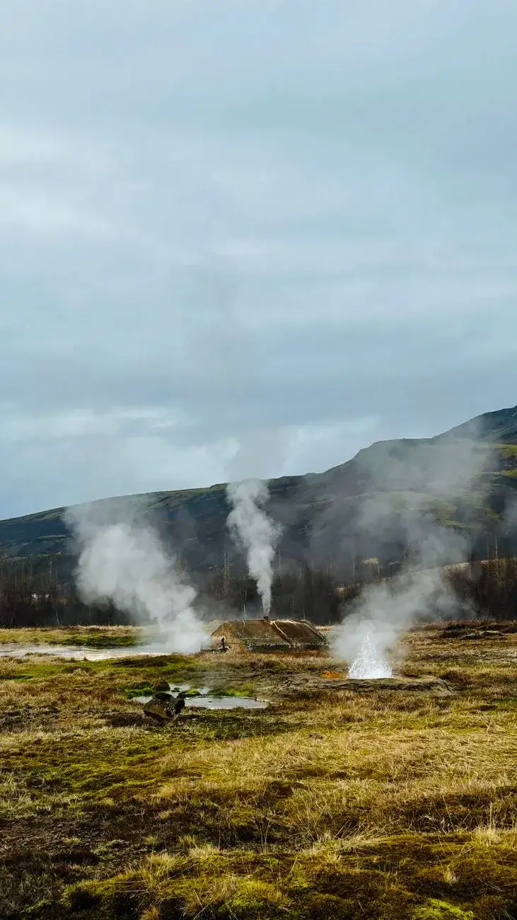 Icelandic landscape with geysers