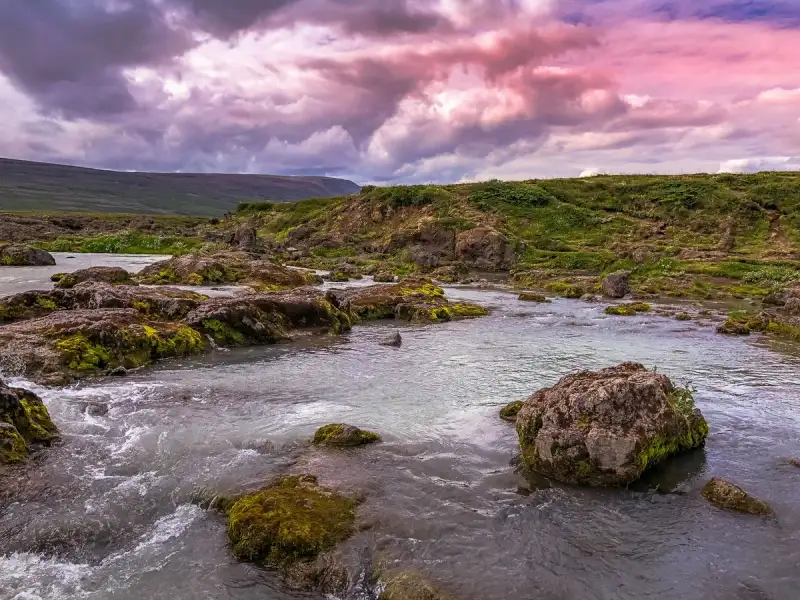 Icelandic landscape at sunset