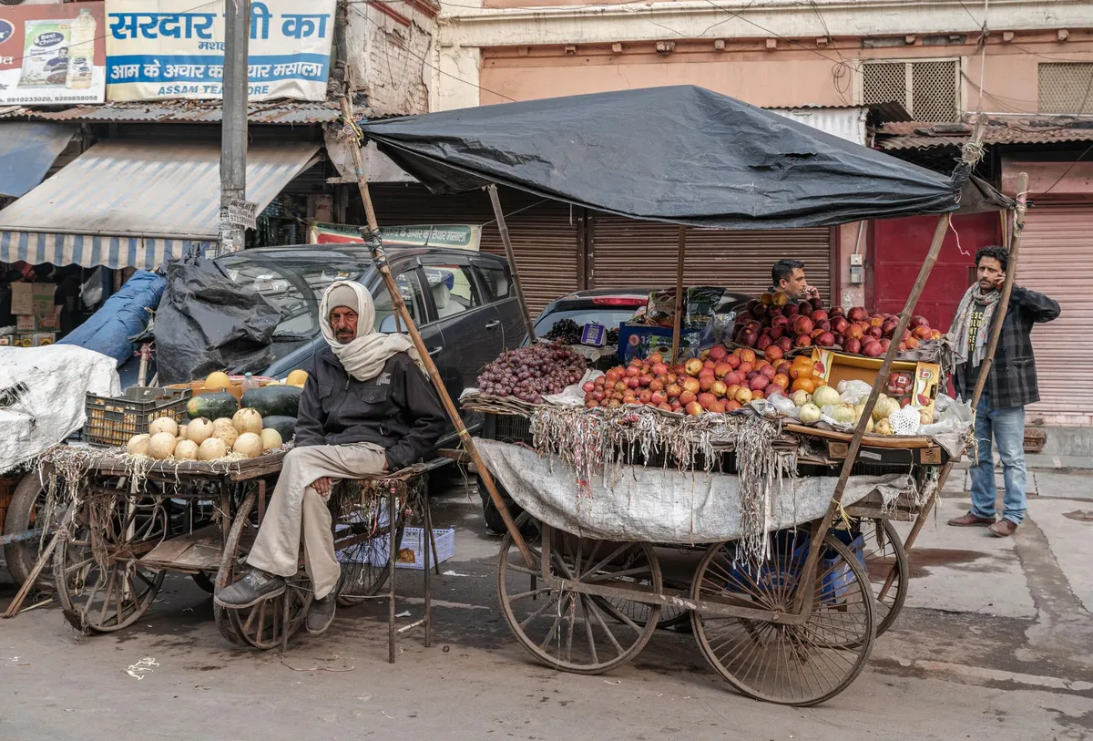 Vibrant indian street food market stall