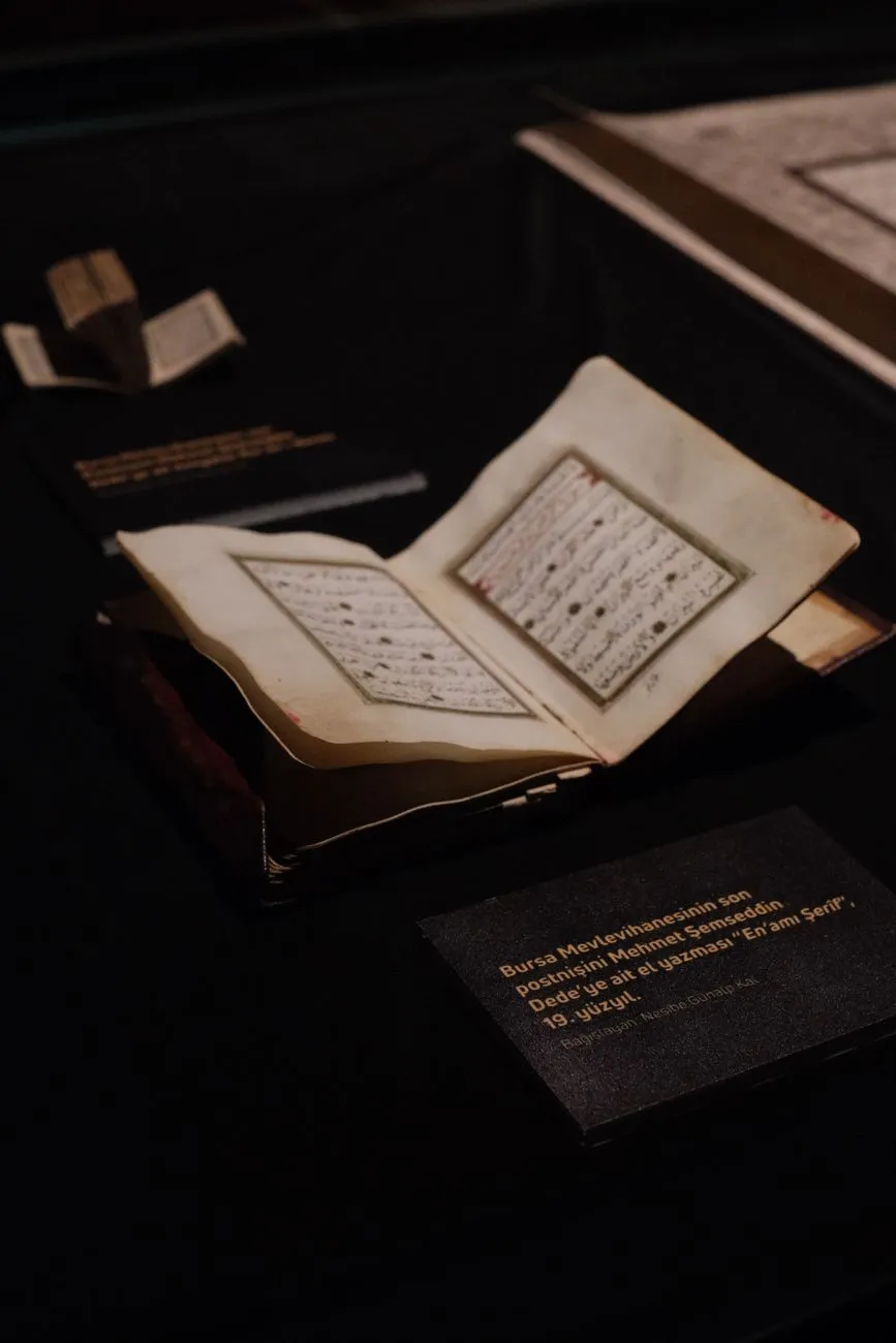 An ancient open book with yellowed pages