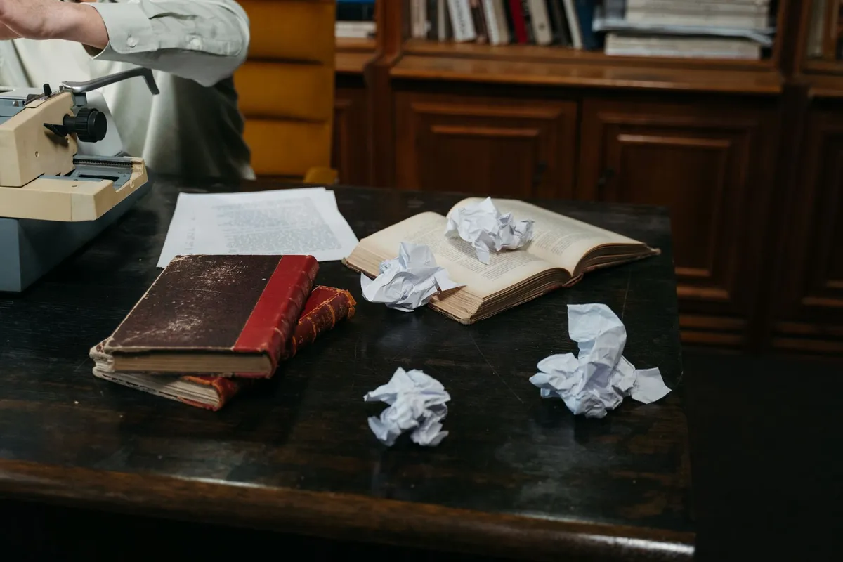 Writer at desk with notes