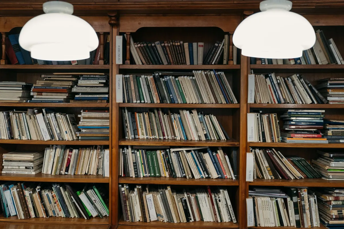 Bookshelf organized by subject