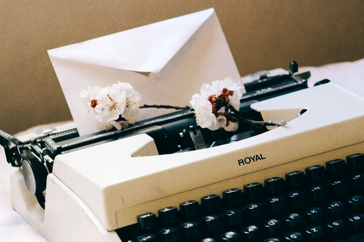Vintage typewriter on a wooden table