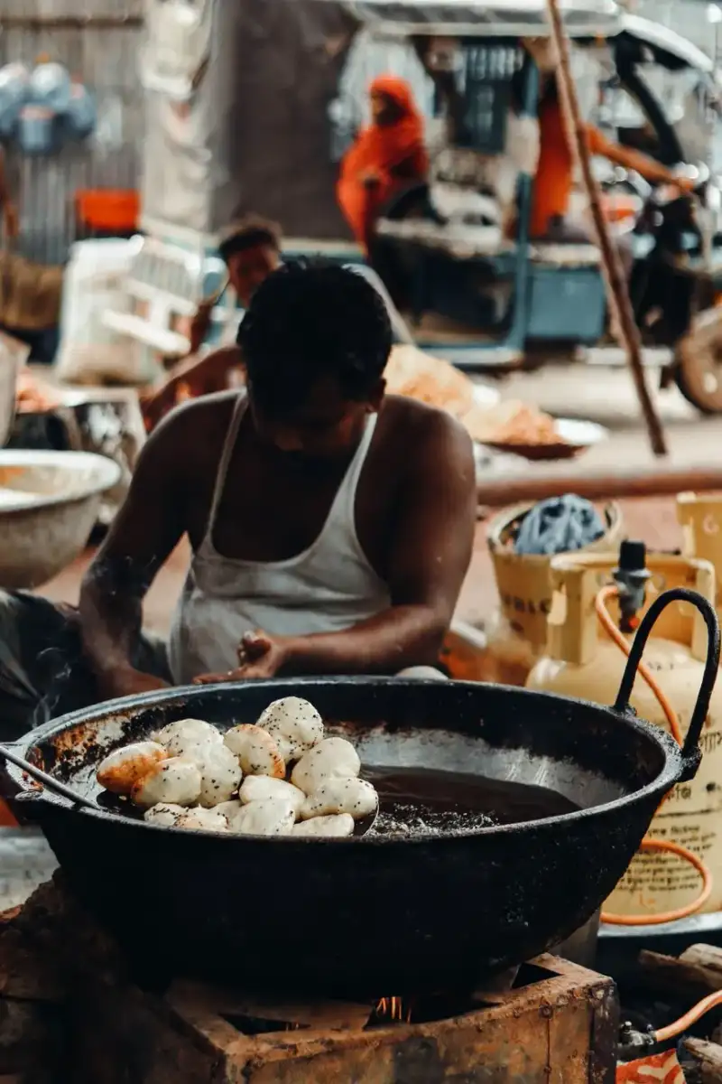 Pav Bhaji being cooked on a Tawa
