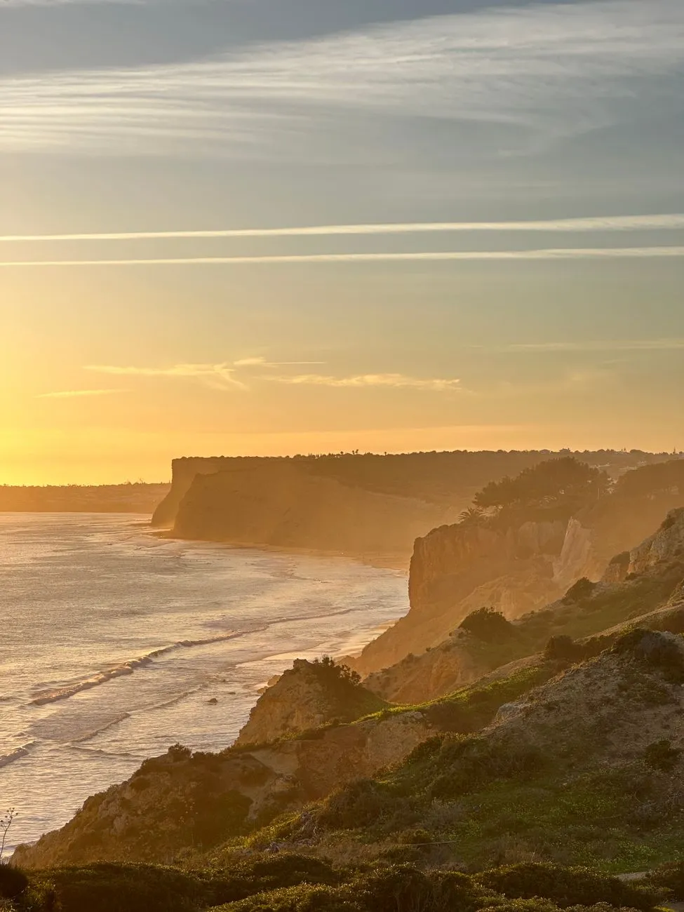 Algarve cliffs at sunset
