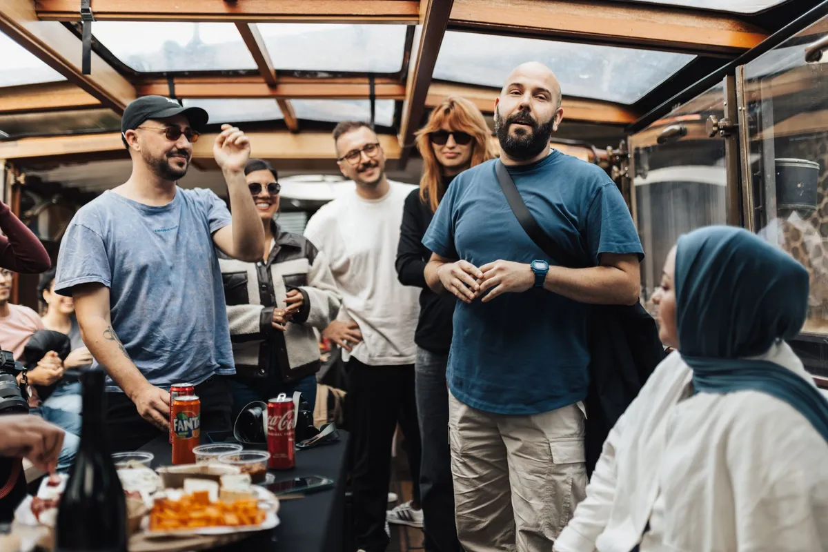 Food tour group tasting street food
