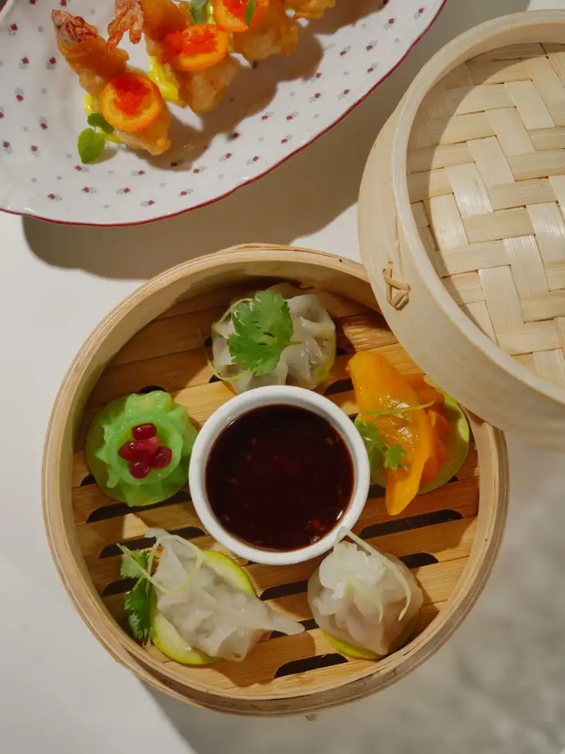 Siu Mai with different dipping sauces