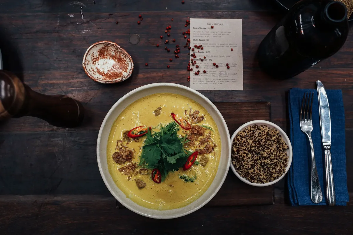 A close up of spicy Indian street food in a bowl
