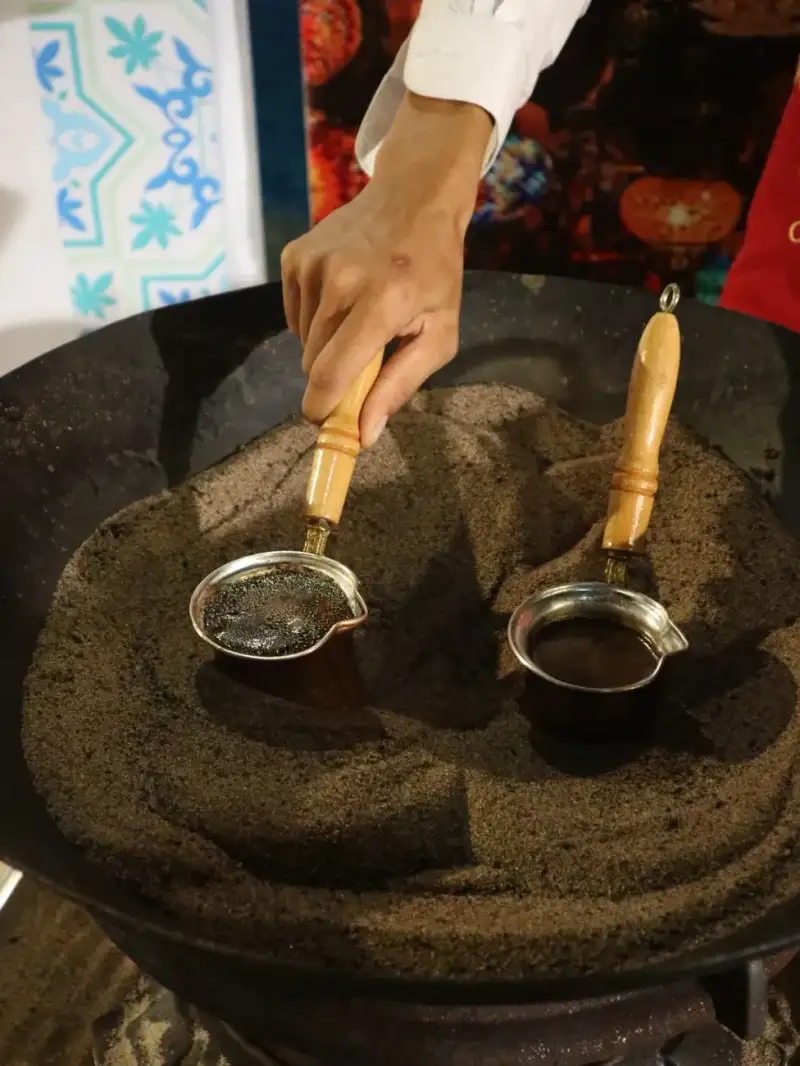 A traditional brewing ritual reminiscent of historical Yemen