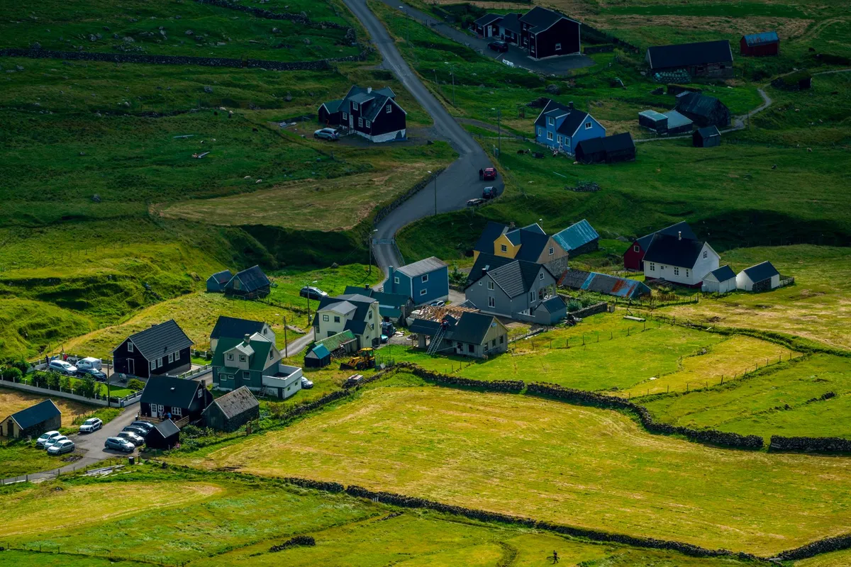 Faroese village with colorful houses