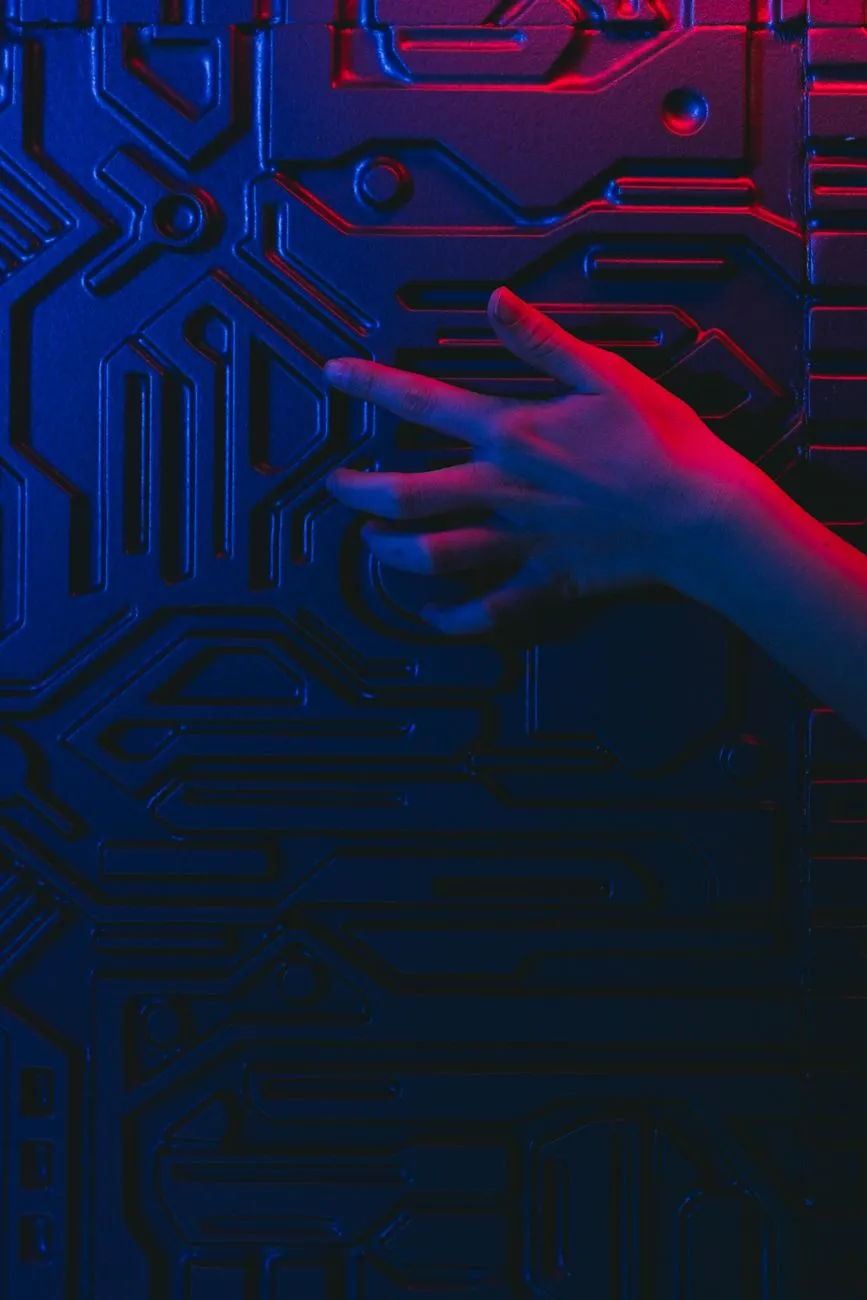 Futuristic human silhouette with embedded digital circuits and glowing neural implants