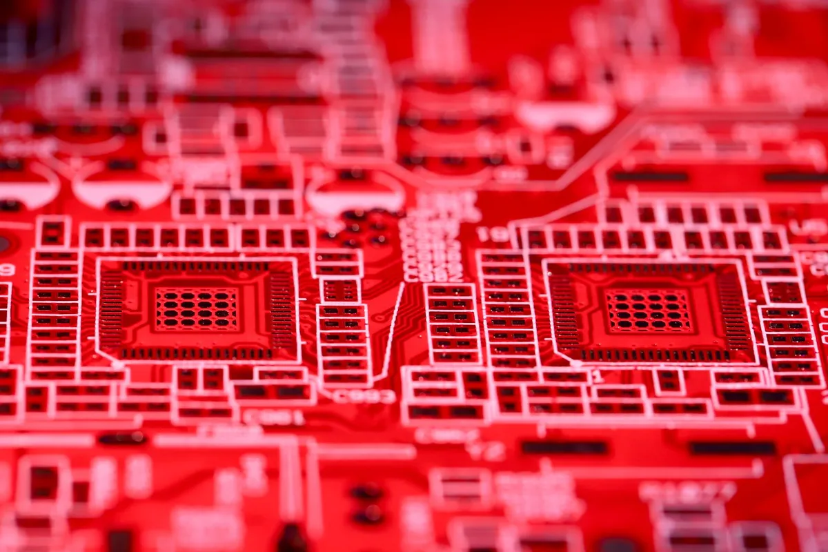 Close up of a computer processor microchip