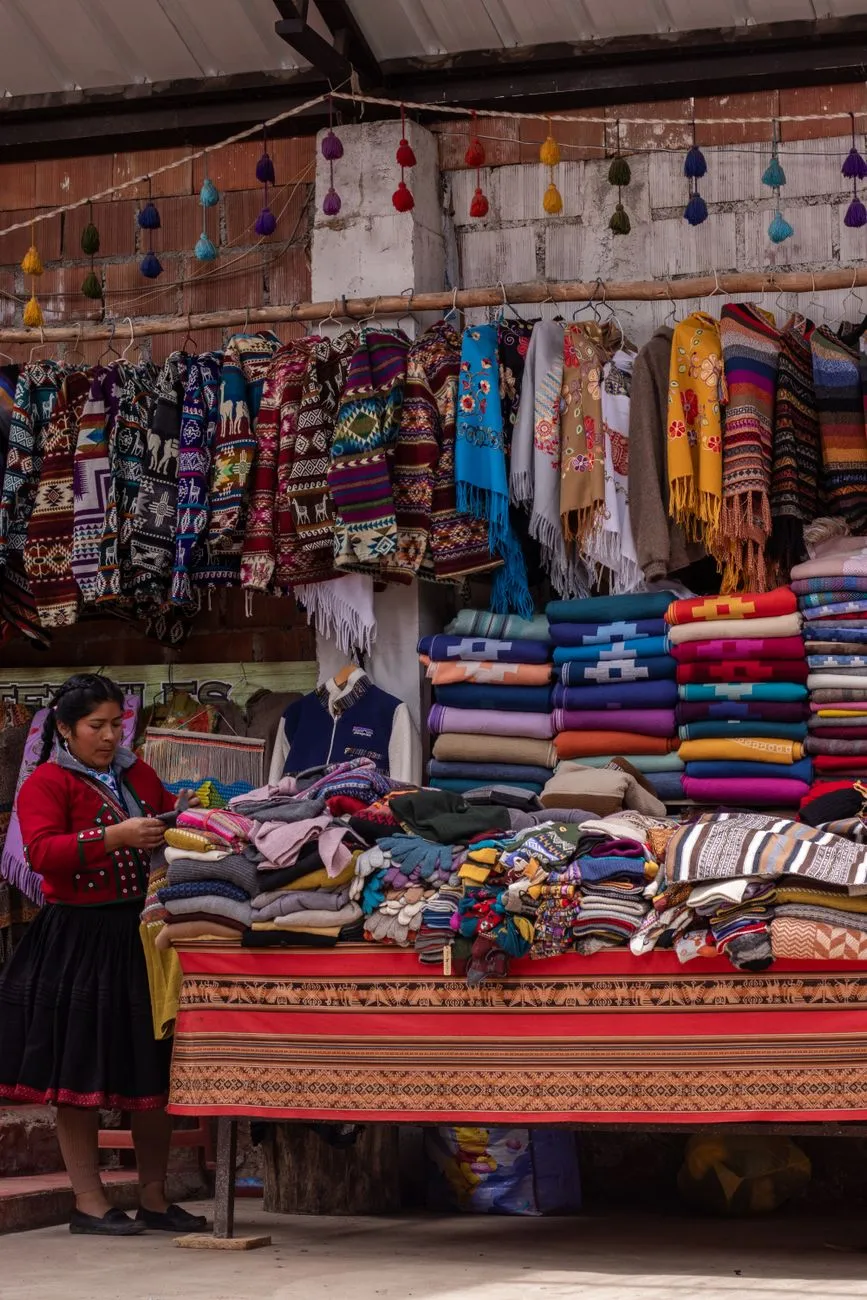 A mountain market stall with grains