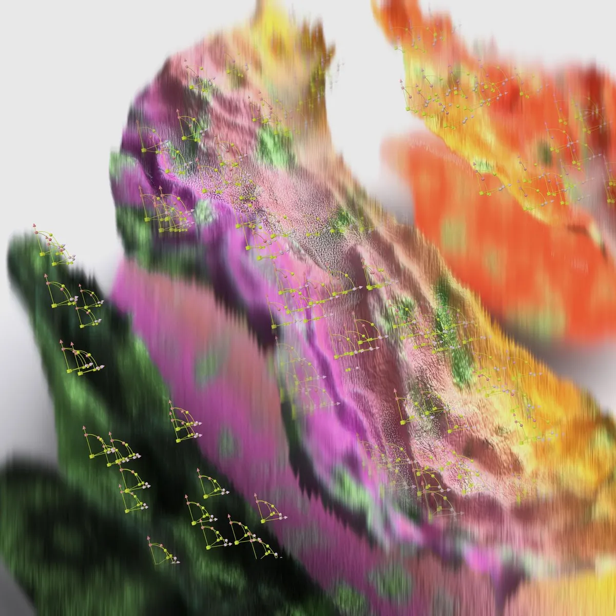 AI-generated NFT art with blockchain metadata overlay