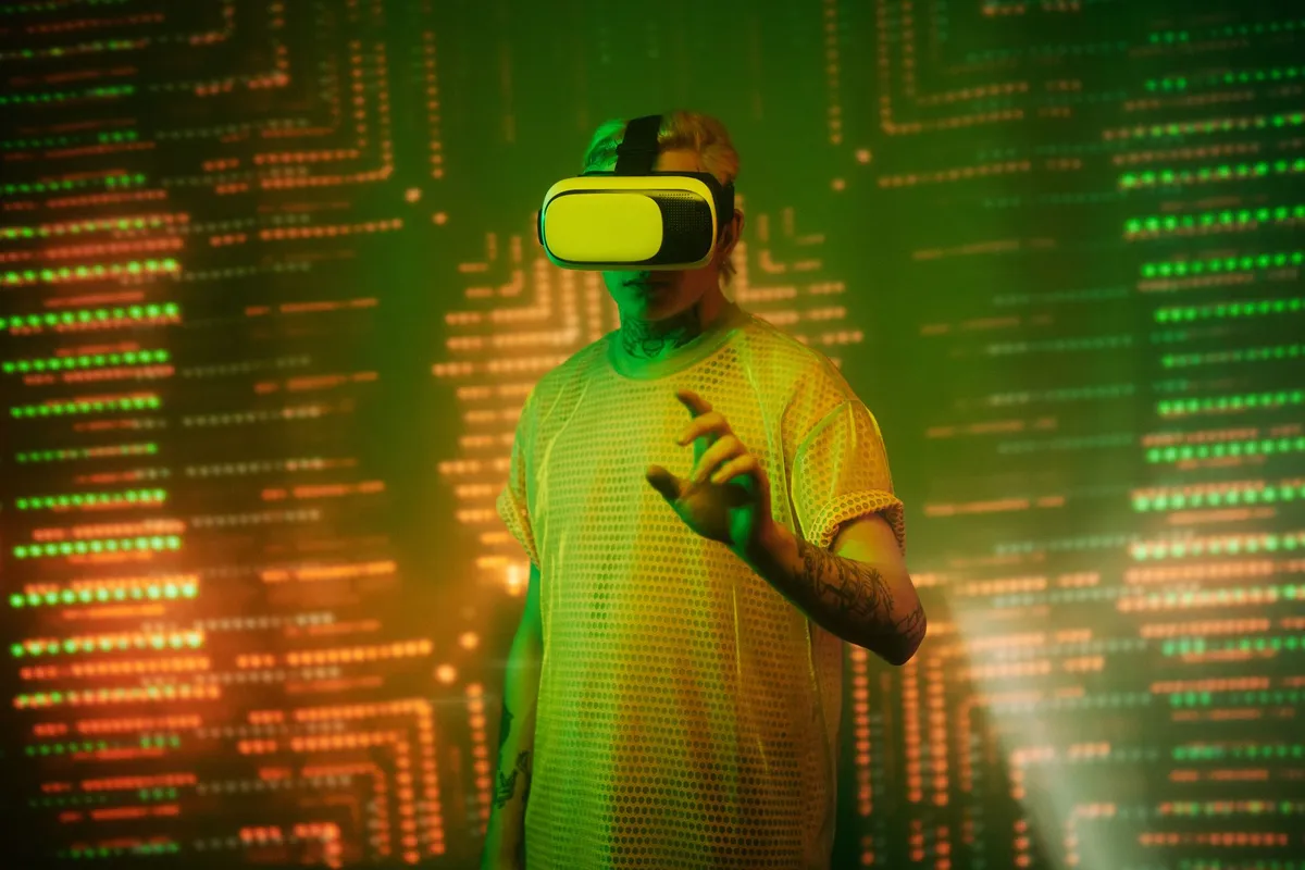 Futuristic AI-driven metaverse economy with holographic interfaces