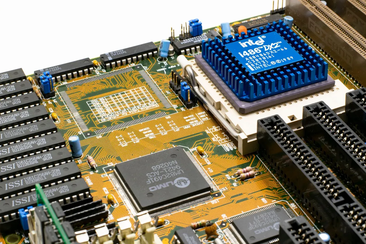 Abstract representation of electronic circuitry and microchips