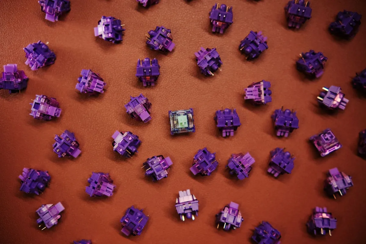 A close-up of mechanical keyboard switches