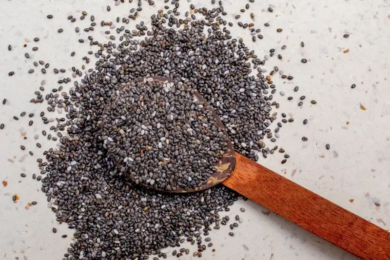 Spoonful of nutrient-dense chia seeds