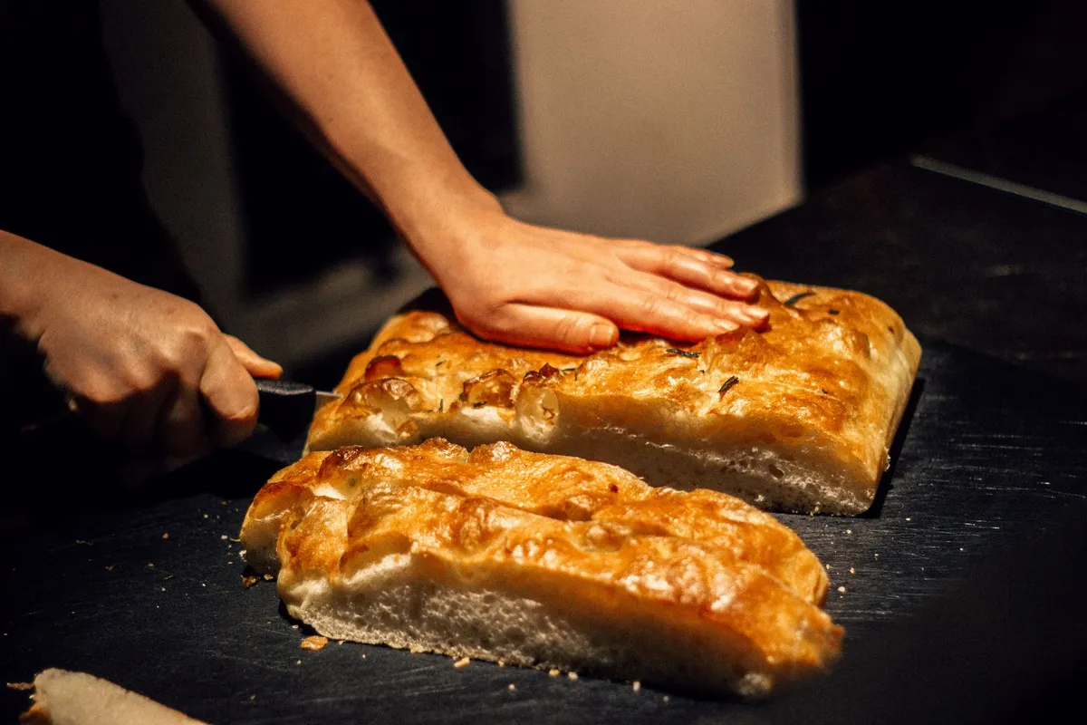 Fresh sourdough focaccia with rosemary