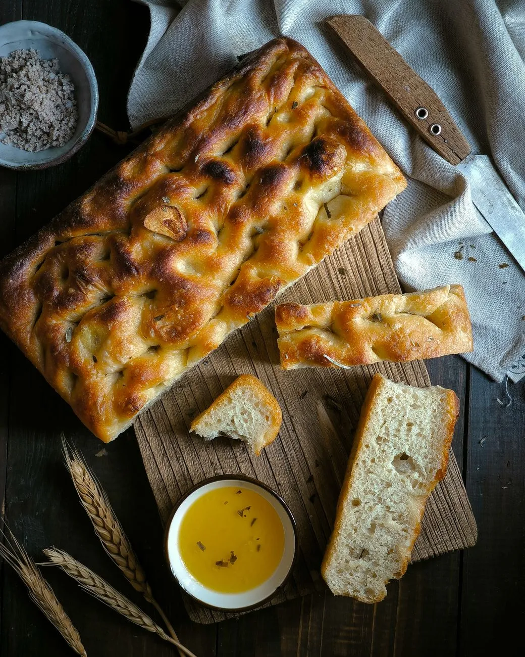Sourdough crackers being baked on a tray