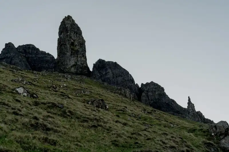 A misty Highland landscape with ancient standing stones