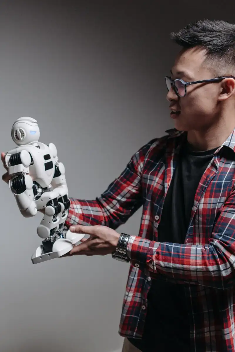 human hand guiding AI interface