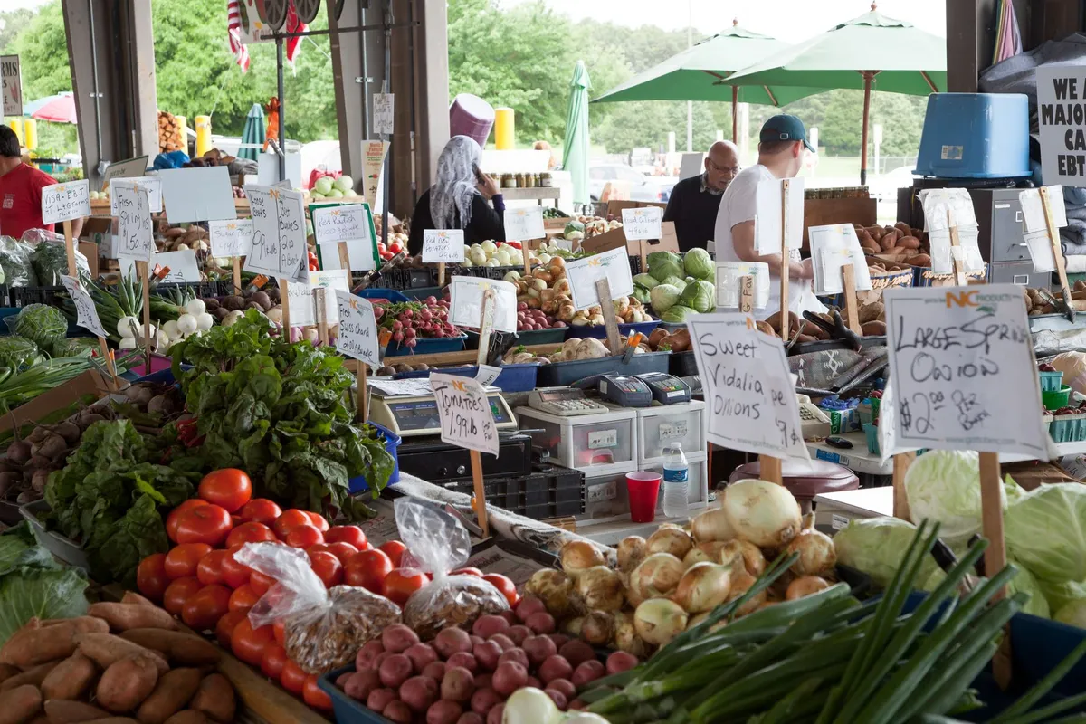 Farmers market stalls