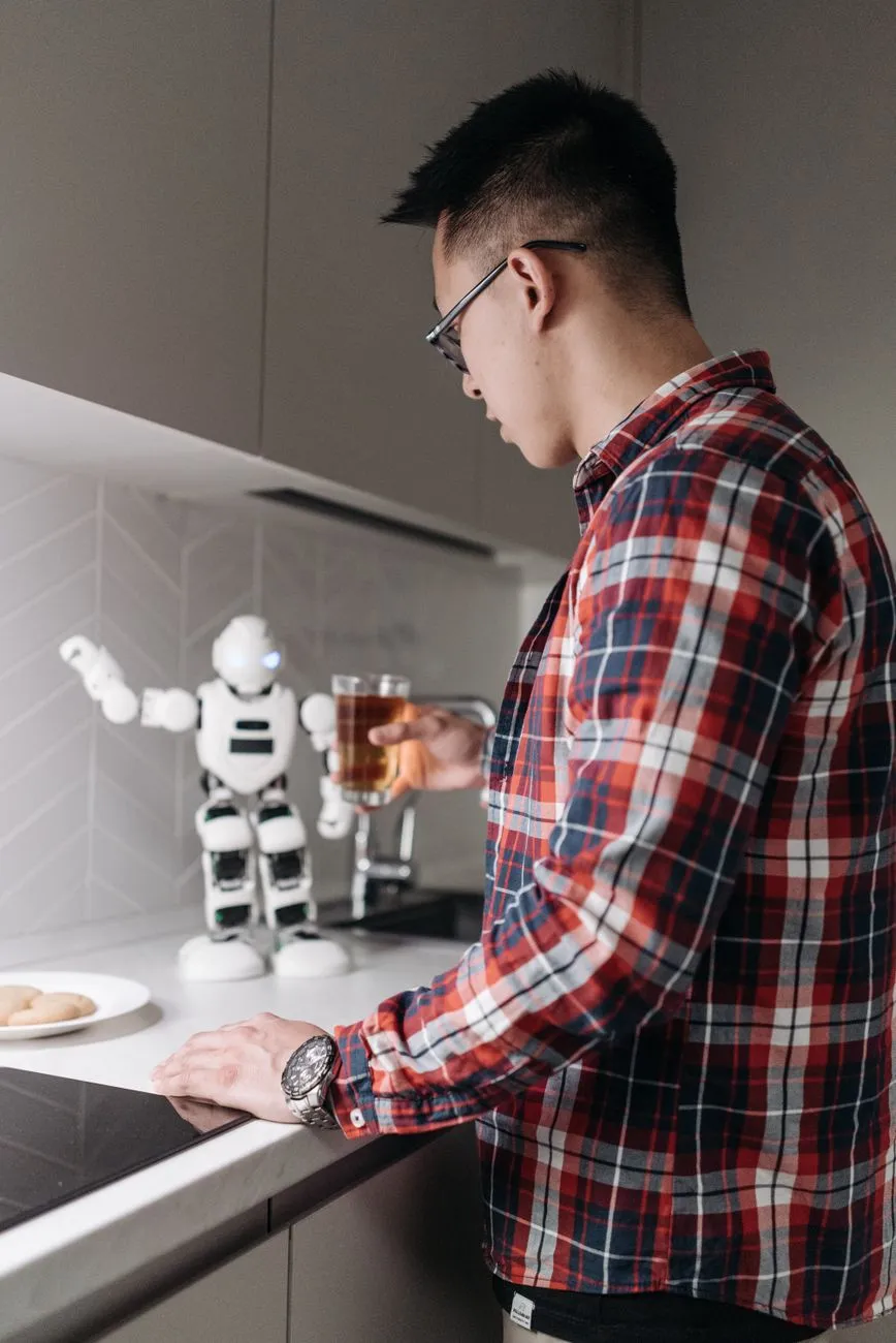 Robotic caregiver navigating a hallway with sensor arrays