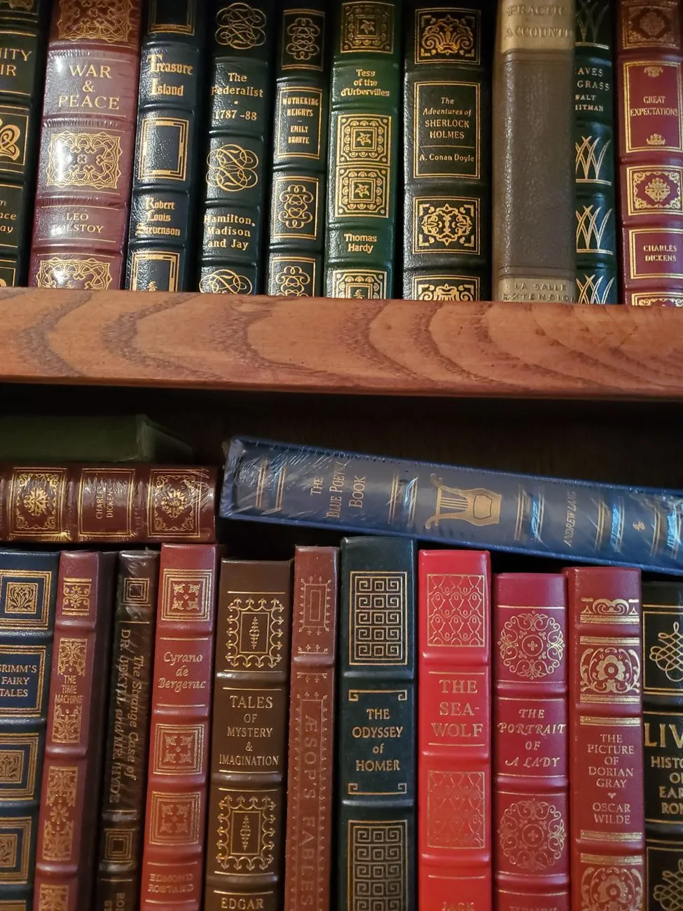 Classic novels on wooden table
