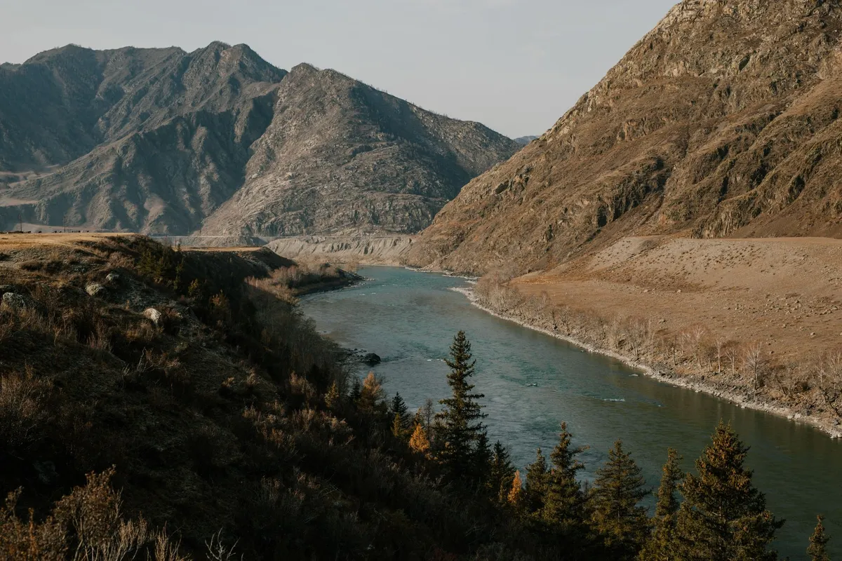 Altai sunrise over snow-capped peaks