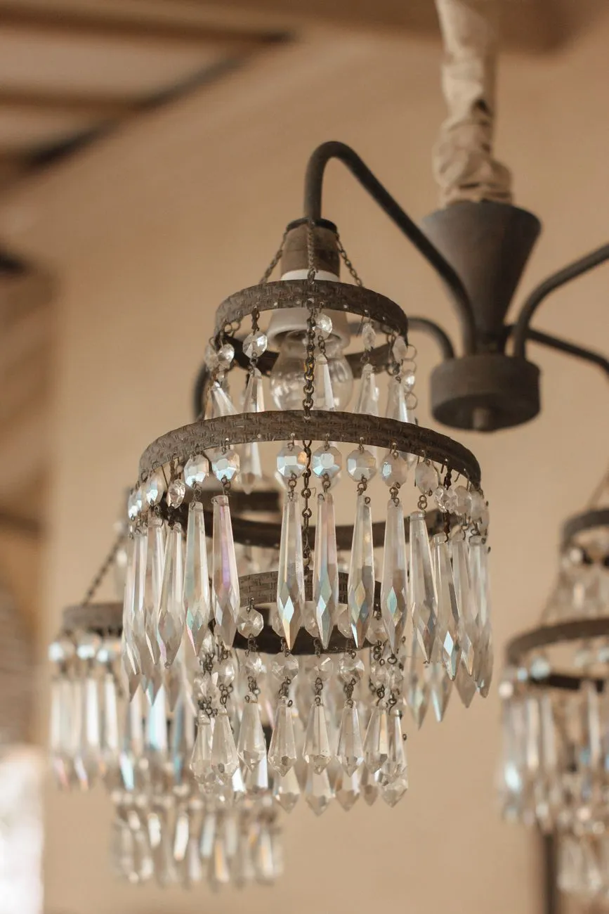 Vintage Orient Express train carriage with crystal chandeliers